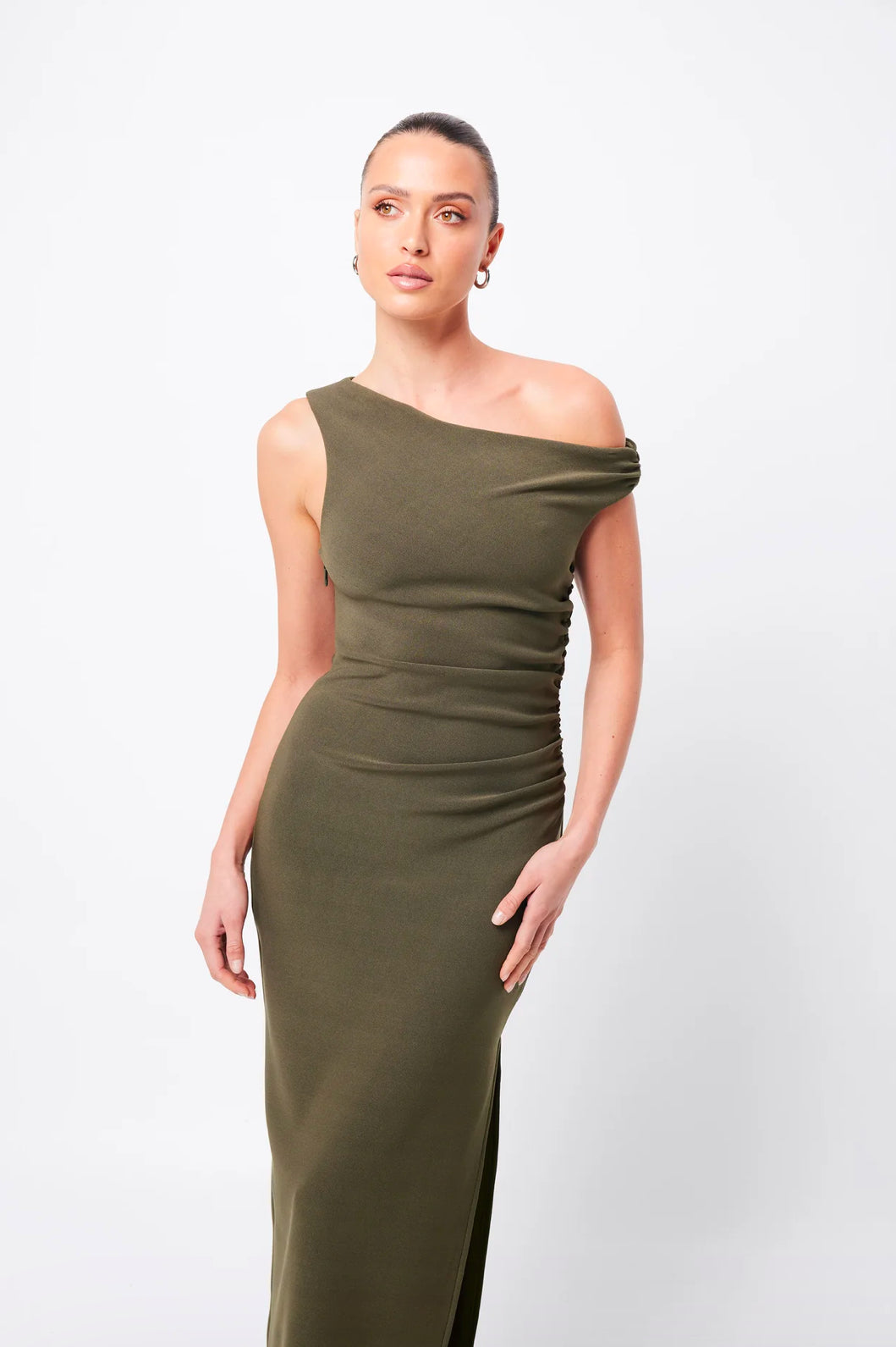 MOSSMAN Elated Midi Dress | Khaki