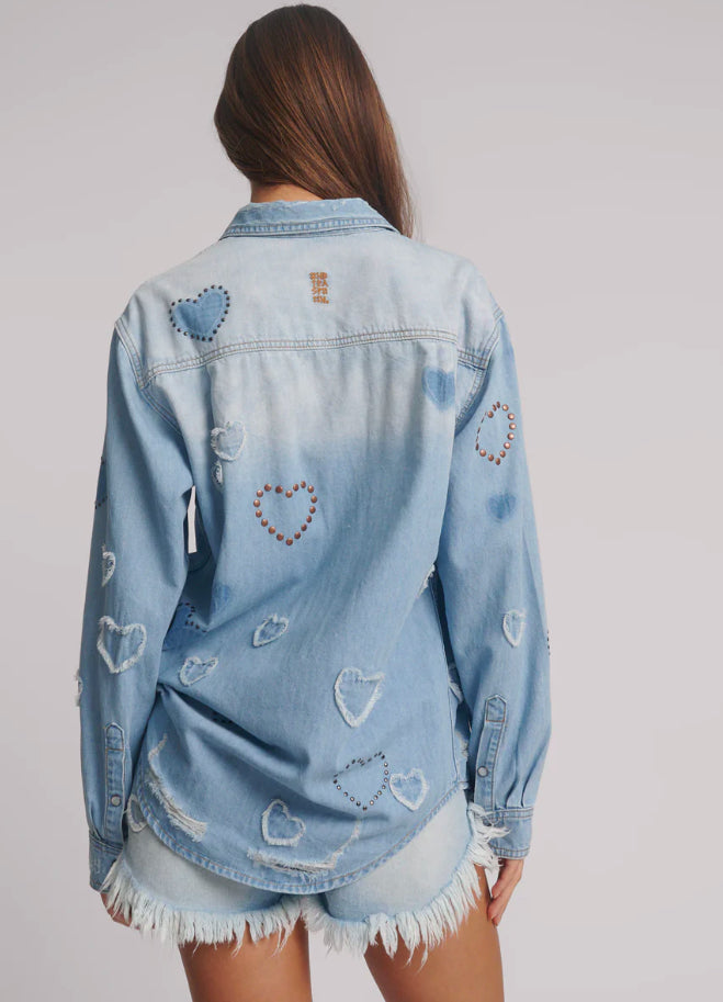 ONE TEASPOON Everyday Studded Denim Shirt | Blue Heart