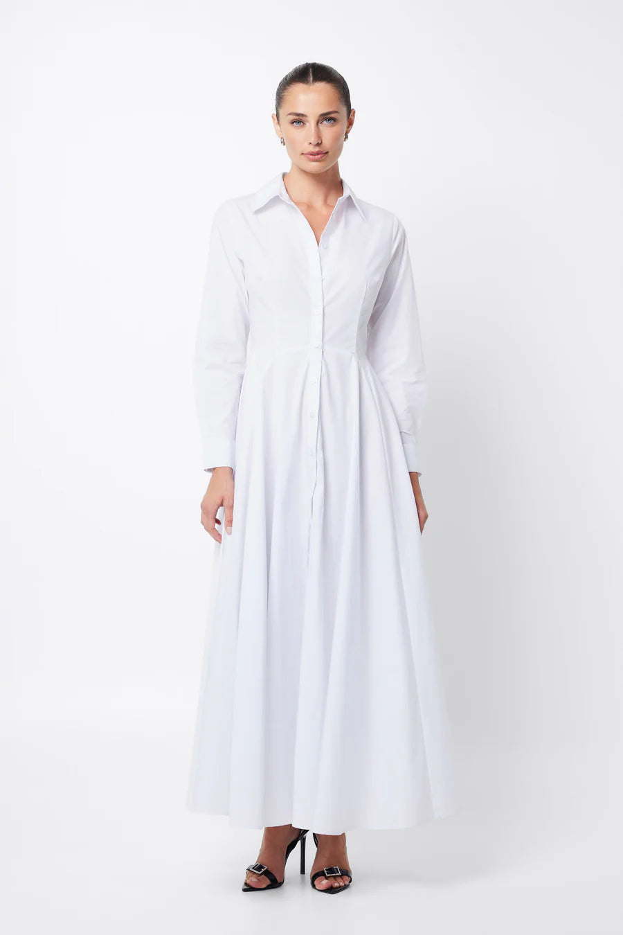 Fixation Maxi Shirt Dress - White