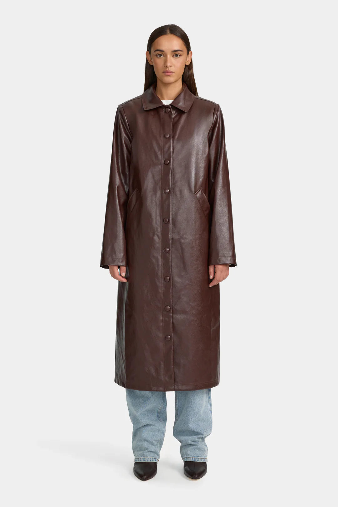 OWNLEY Tabetha Pu Coat | Cherry Cola