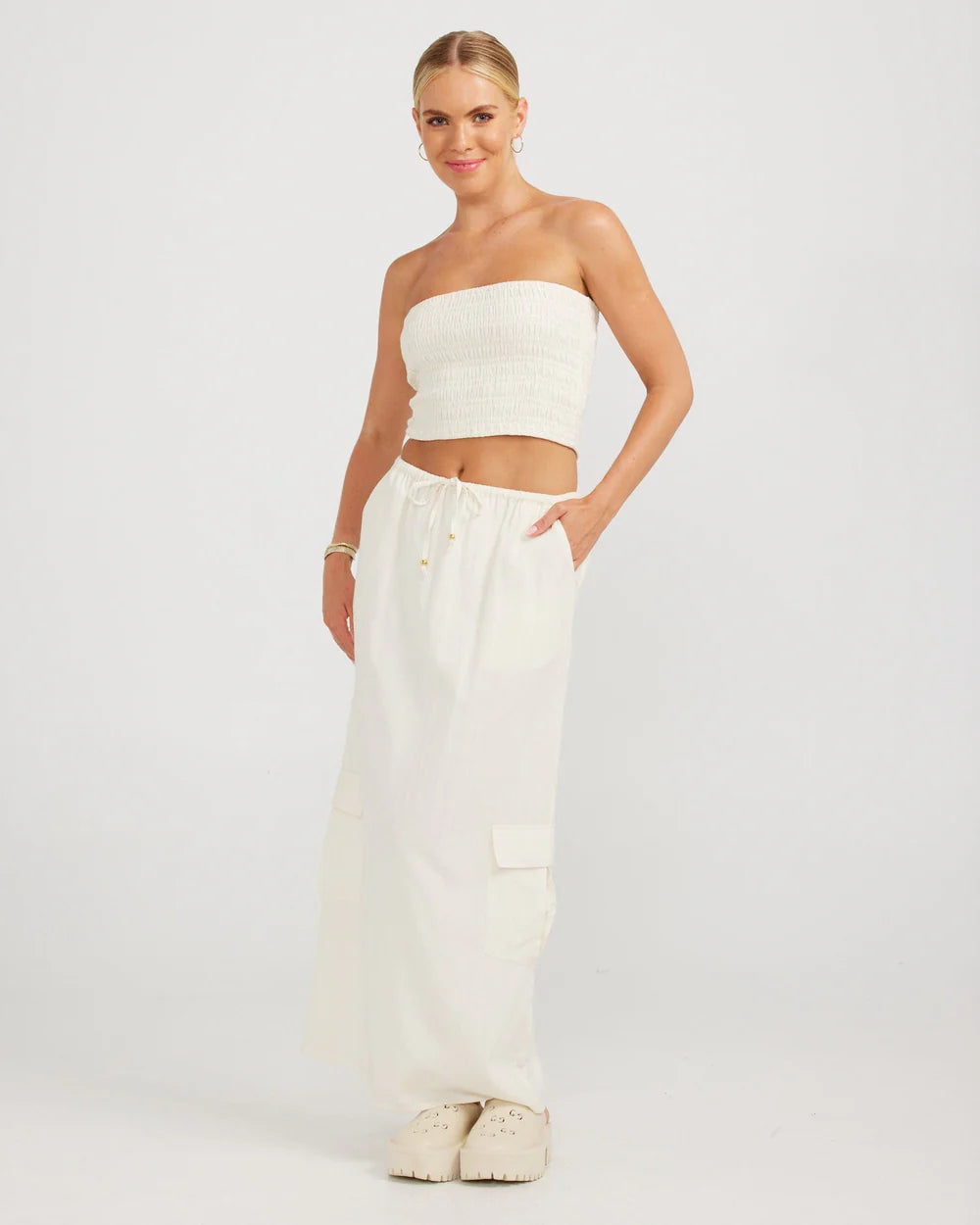 CHARLIE HOLIDAY Shay Maxi Skirt | Ecru