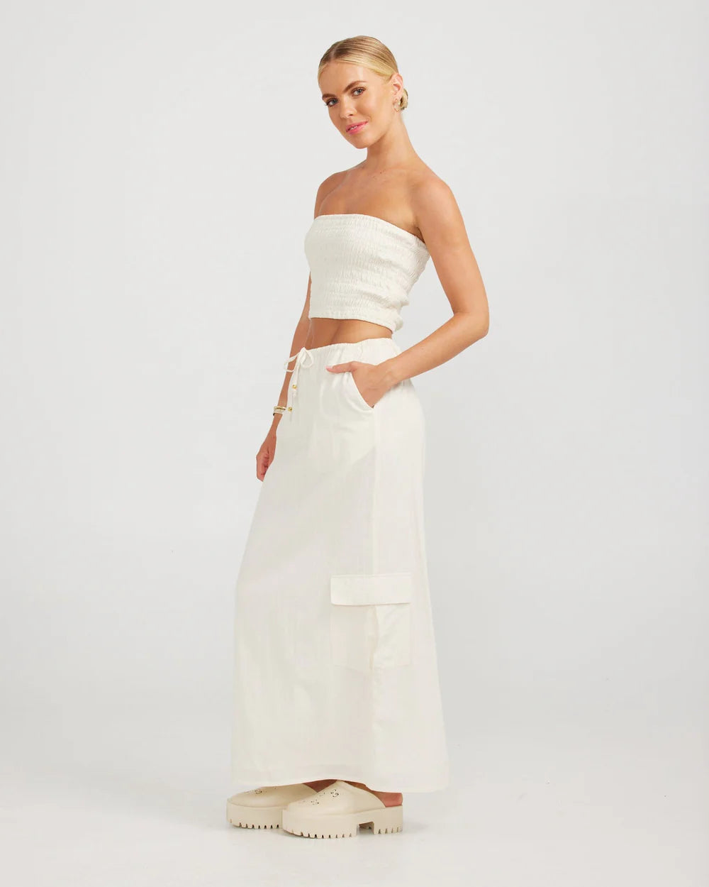CHARLIE HOLIDAY Shay Maxi Skirt | Ecru