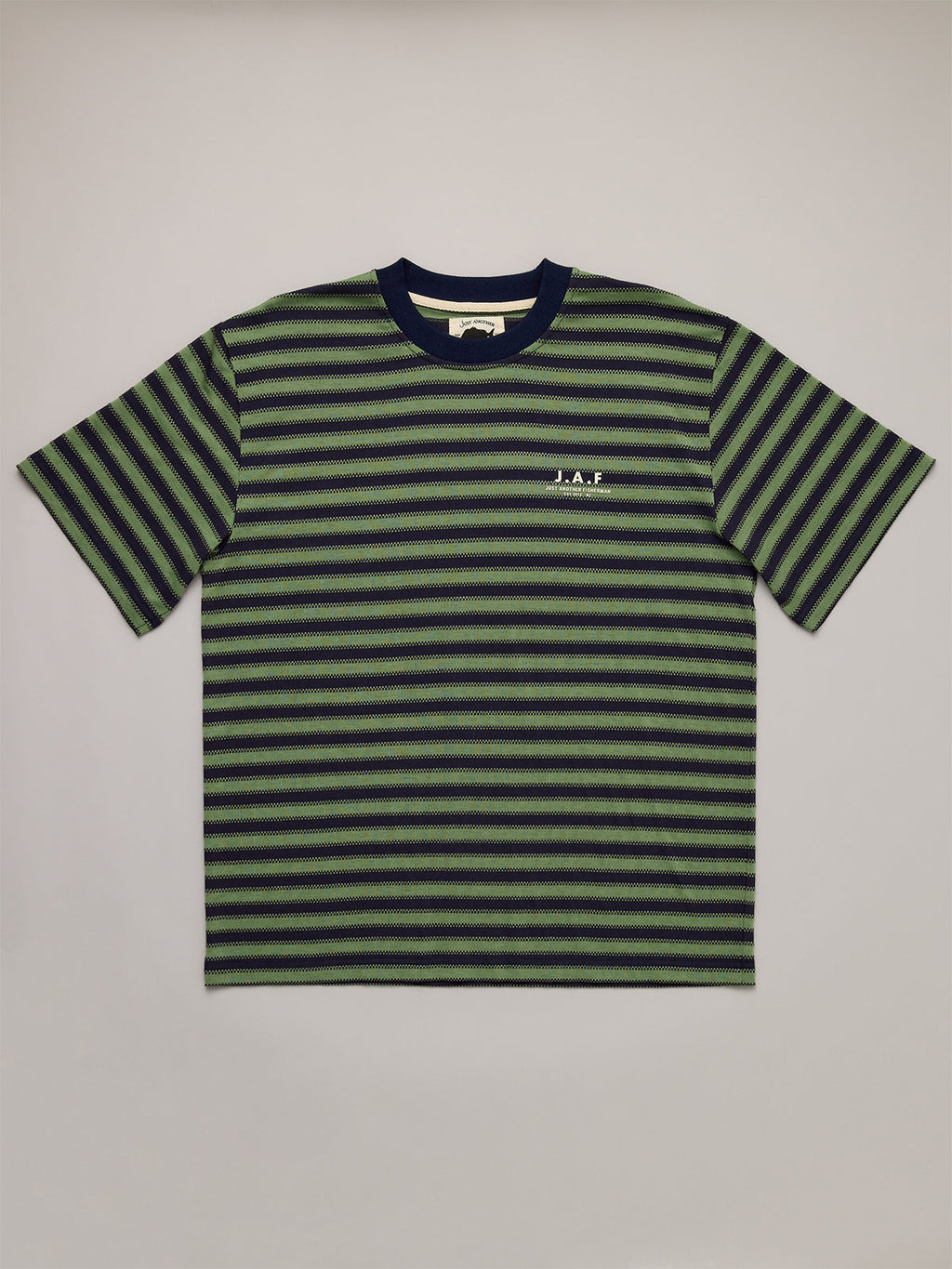 J.A.F Shore Tee Green Stripe front
