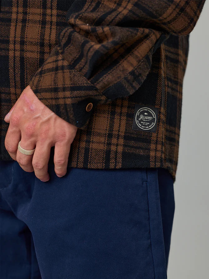 JUST ANOTHER FISHERMAN Boatyard Shirt | Brown Check