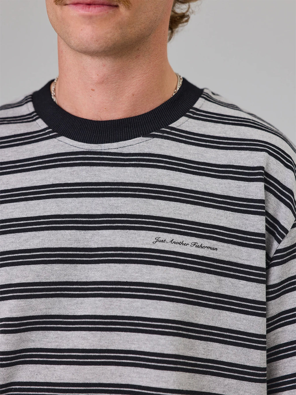 J.A.F Heavy Shore Tee | Grey Marle Stripe