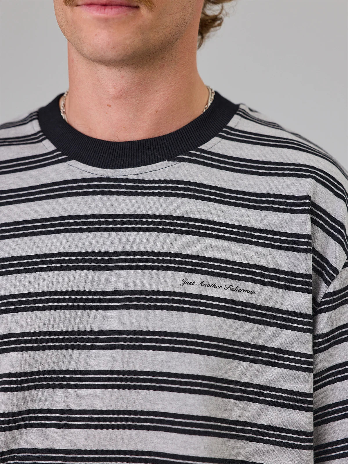 J.A.F Heavy Shore Tee | Grey Marle Stripe