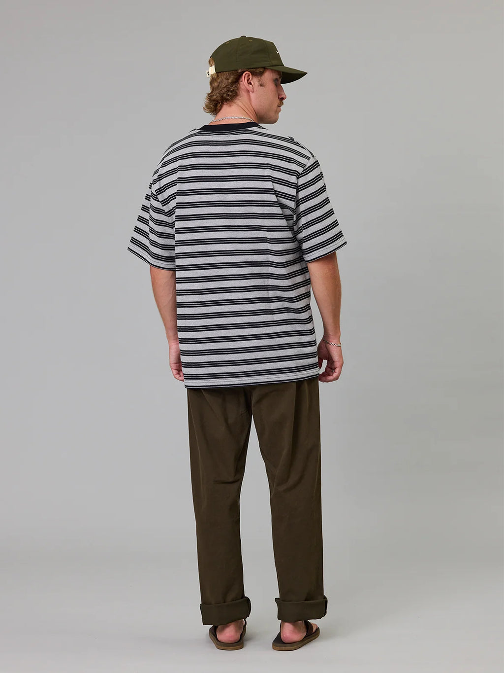 J.A.F Heavy Shore Tee | Grey Marle Stripe