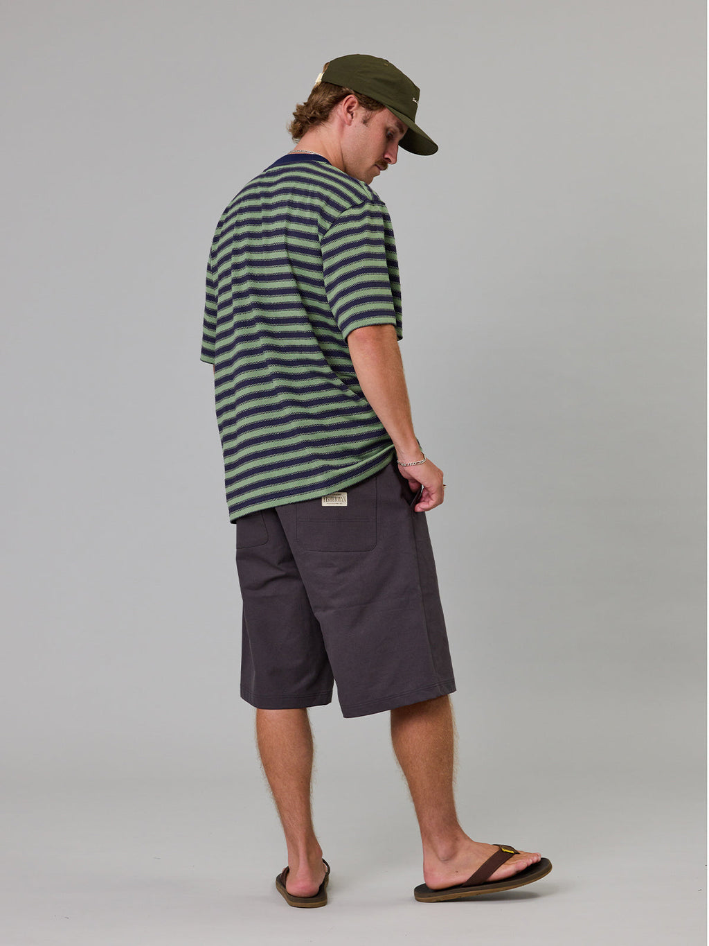 J.A.F Shore Tee Green Stripe worn