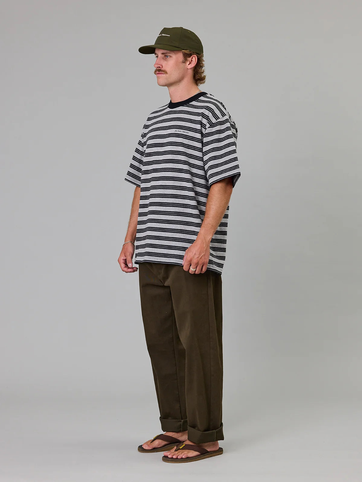 J.A.F Heavy Shore Tee | Grey Marle Stripe