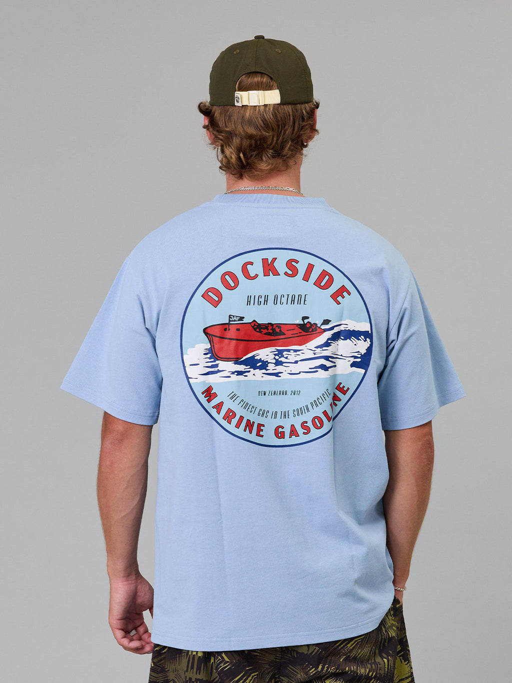 JUST ANOTHER FISHERMAN Marine Gasoline Sea Tee | Washed Blue