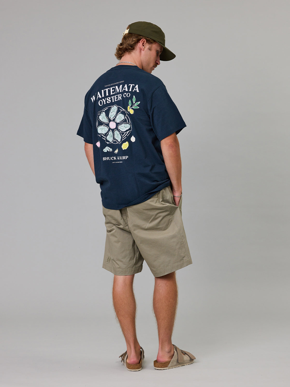 Oyster Co Sea Tee Navy detail