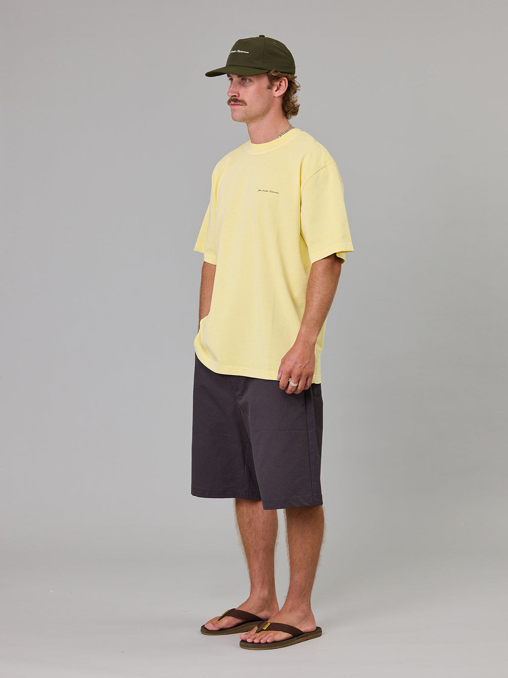 JUST ANOTHER FISHERMAN Script Heavy Shore Tee | Dawn Yellow