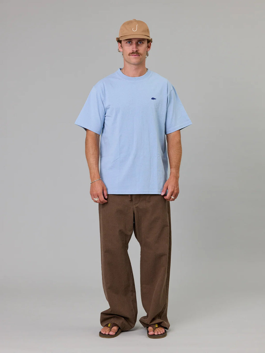 J.A.F Stamp Sea Tee | Washed Blue
