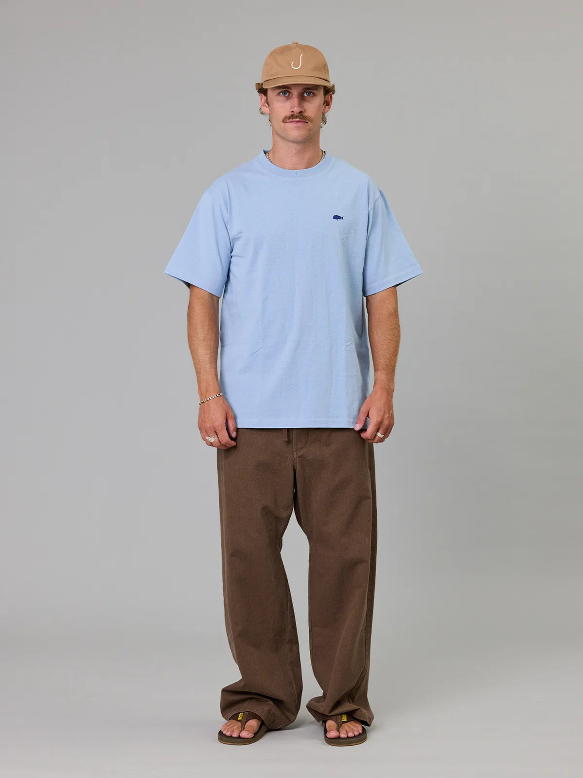J.A.F Stamp Sea Tee | Washed Blue