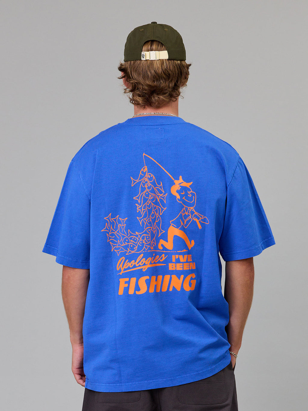 JUST ANOTHER FISHERMAN Apologies Heavy Shore Tee | Cobalt