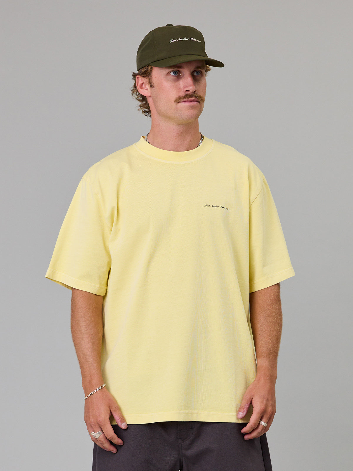 JUST ANOTHER FISHERMAN Script Heavy Shore Tee | Dawn Yellow