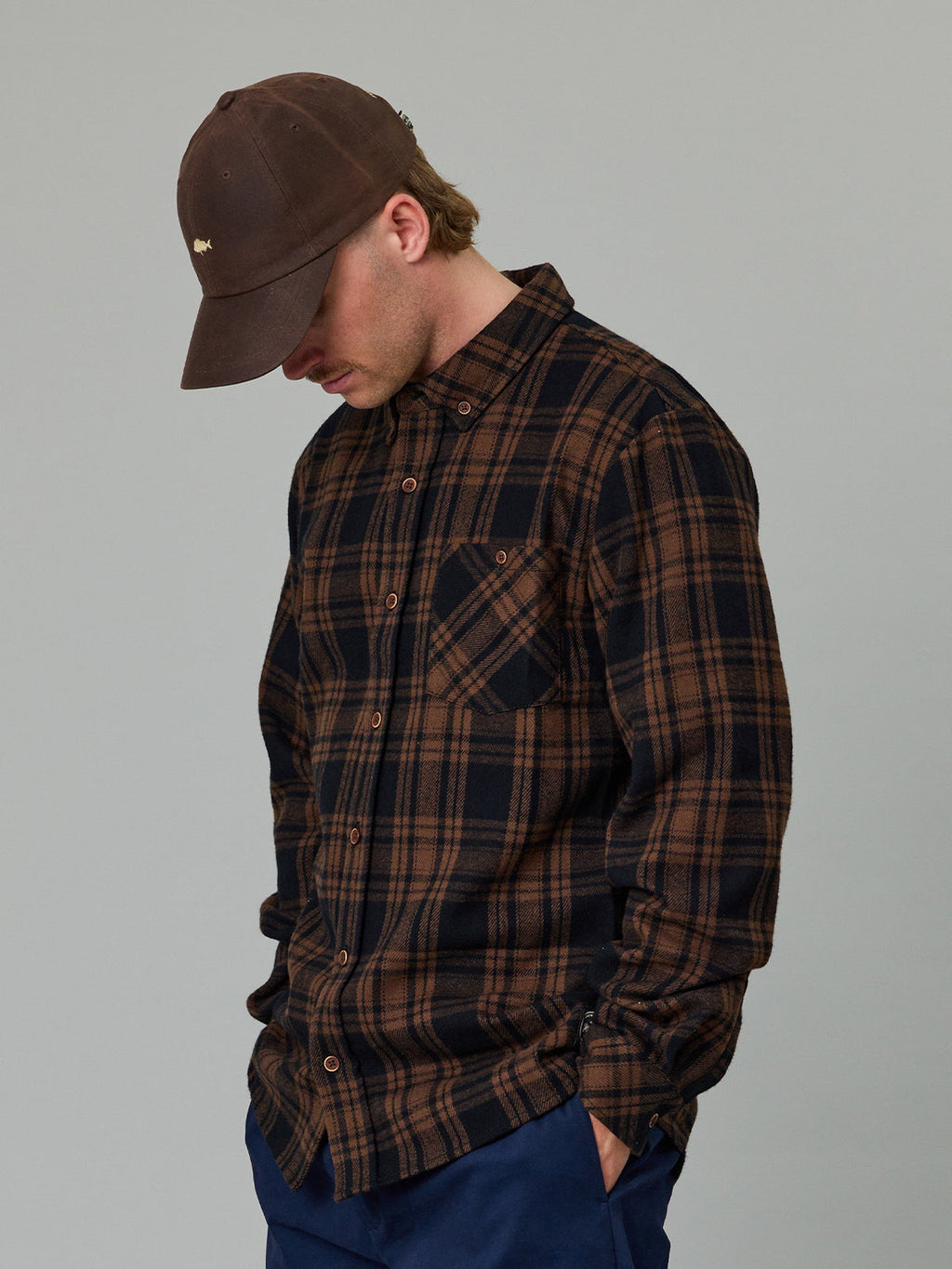JUST ANOTHER FISHERMAN Boatyard Shirt | Brown Check