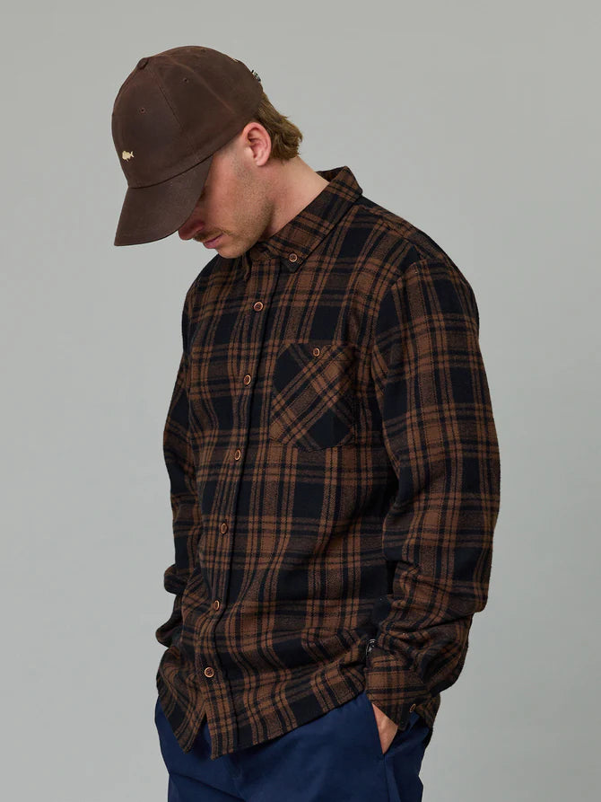 JUST ANOTHER FISHERMAN Boatyard Shirt | Brown Check