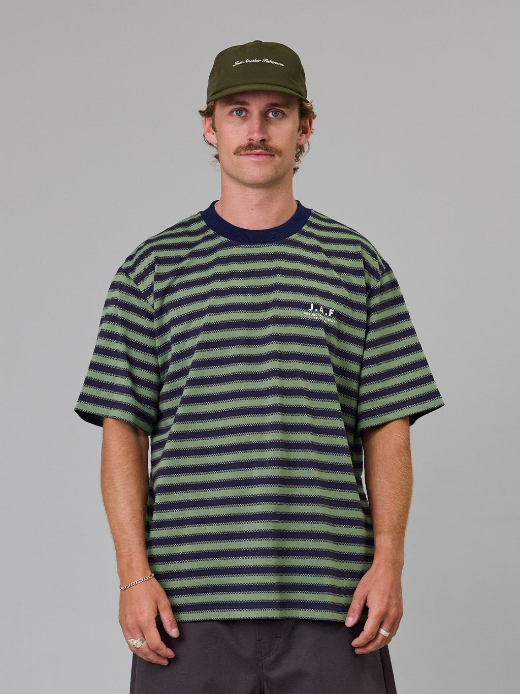 J.A.F Shore Tee Green Stripe back