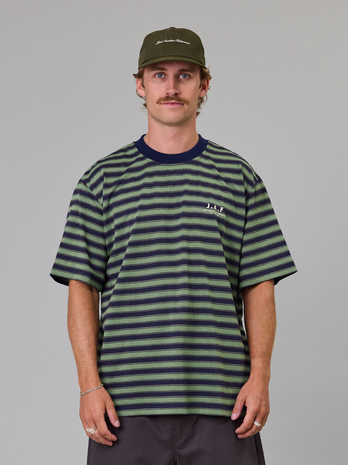 J.A.F Shore Tee Green Stripe back