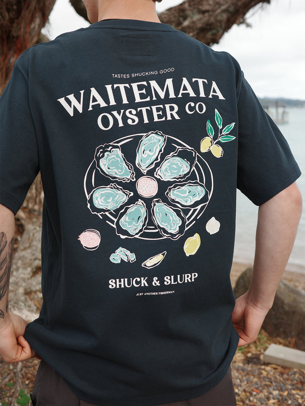 Oyster Co Sea Tee Navy back