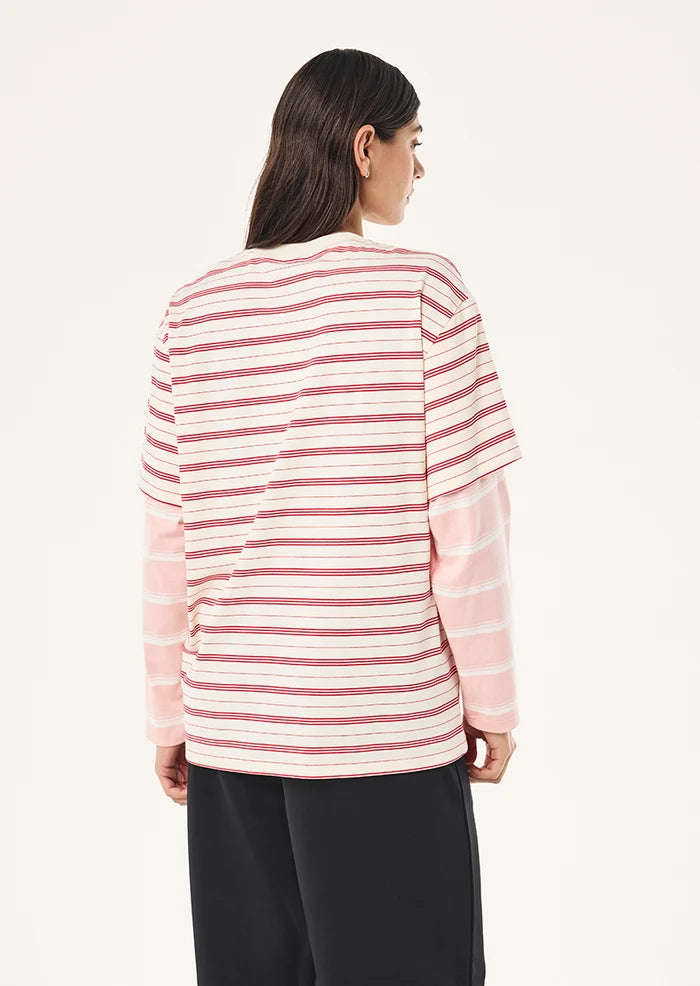 P.E NATION Spark Long Sleeve Tee | Soft Pink Stripe