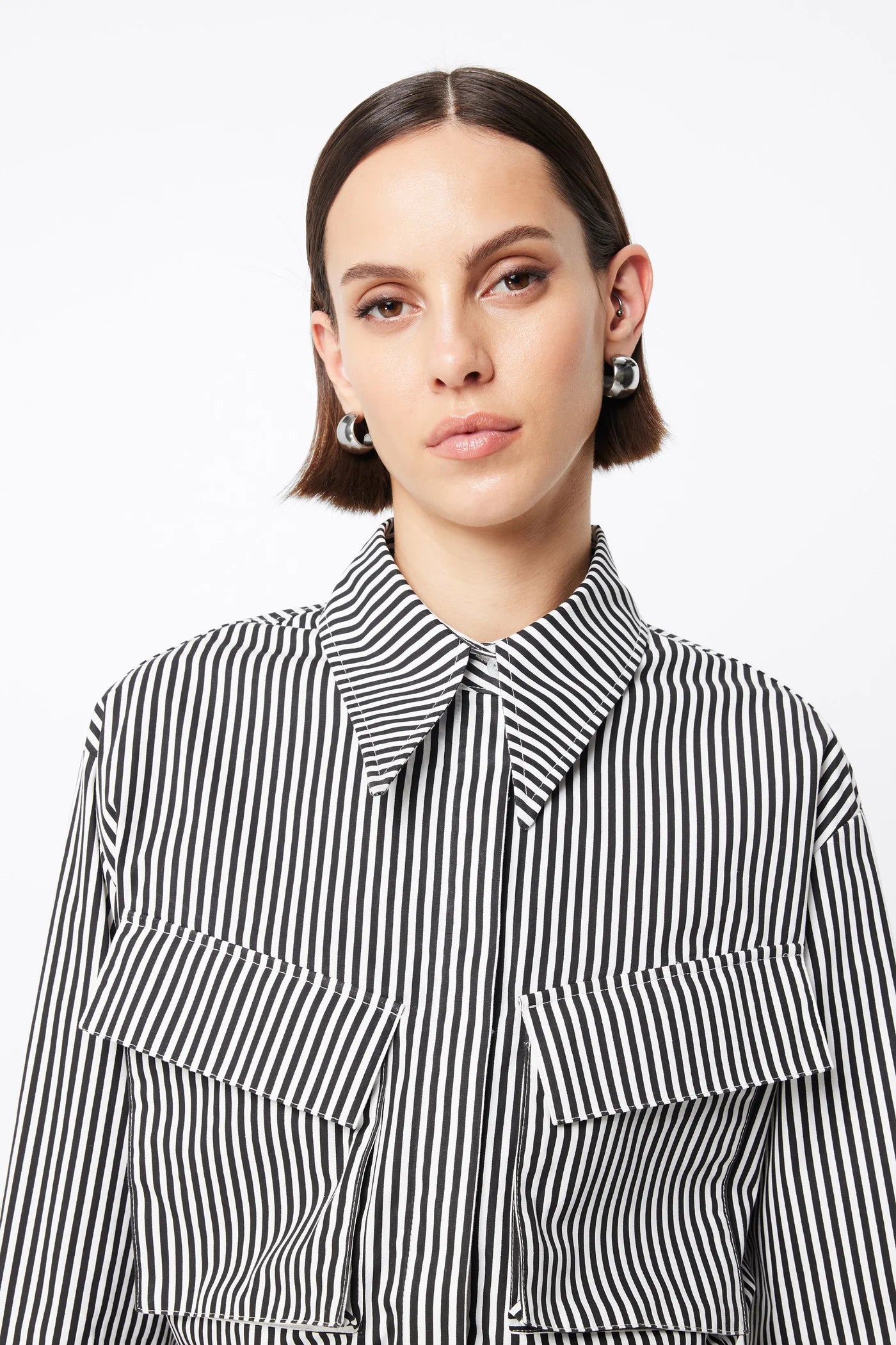 MOSSMAN Tudor Shirt | Black & White Stripe