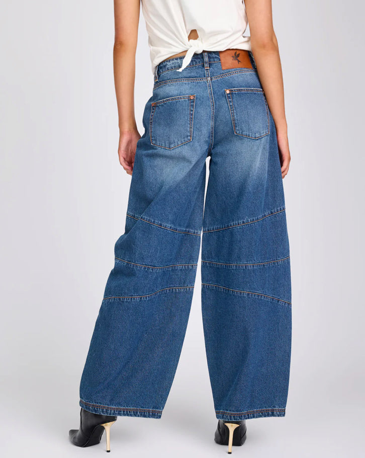 ONE TEASPOON Barrel Mid Waist Denim Jeans | Pacifica Blue
