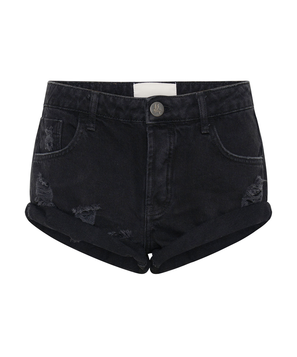 ONE TEASPOON Bandits Low Waist Denim Short | Double Black