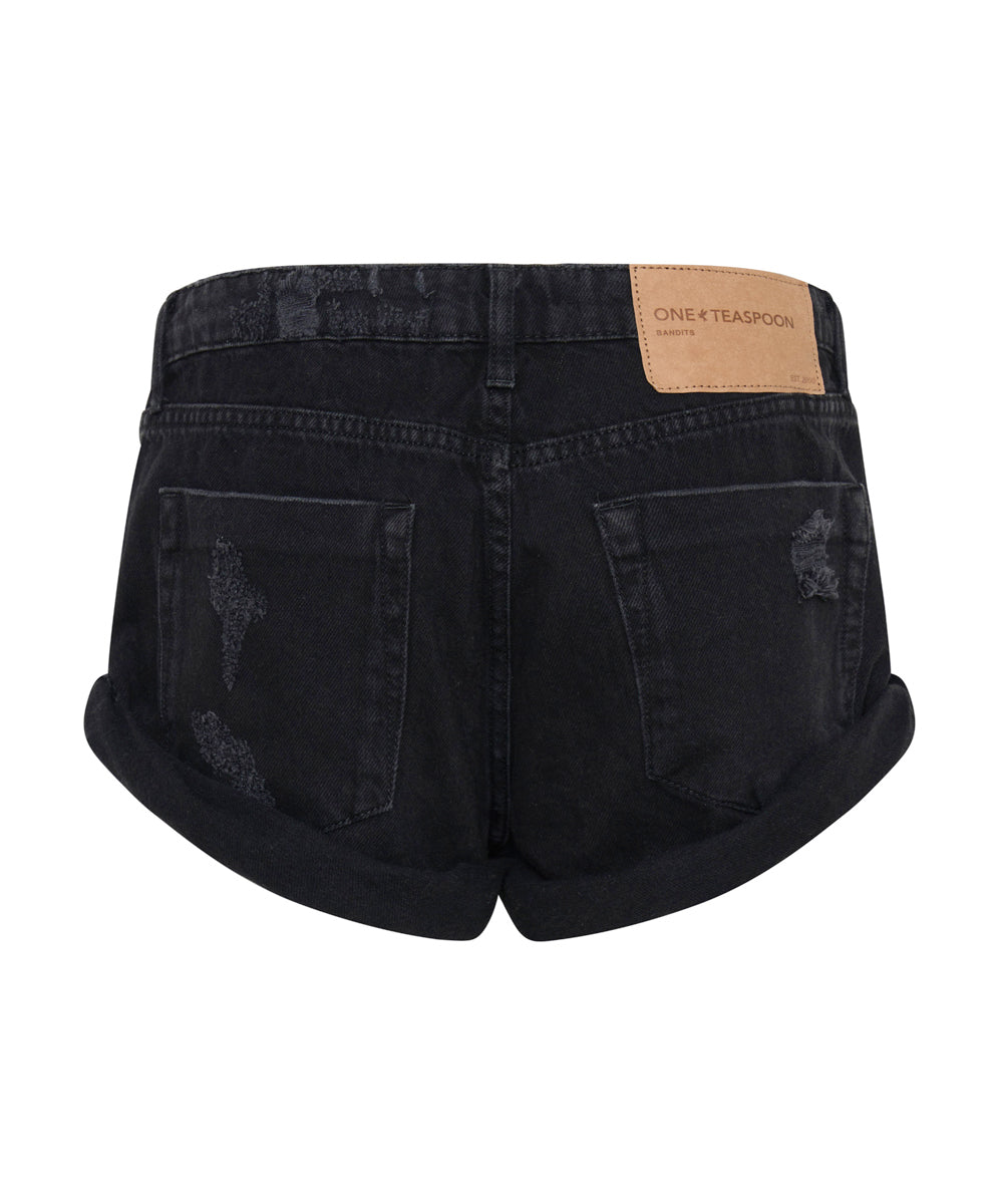 ONE TEASPOON Bandits Low Waist Denim Short | Double Black