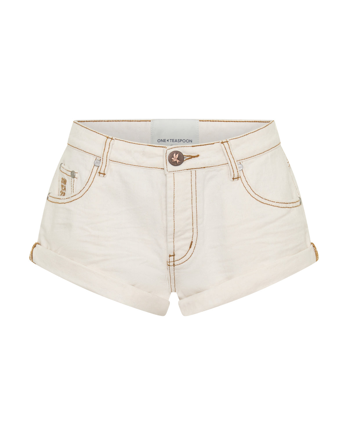 ONE TEASPOON Bandits Low Waist Denim Short | White Beauty
