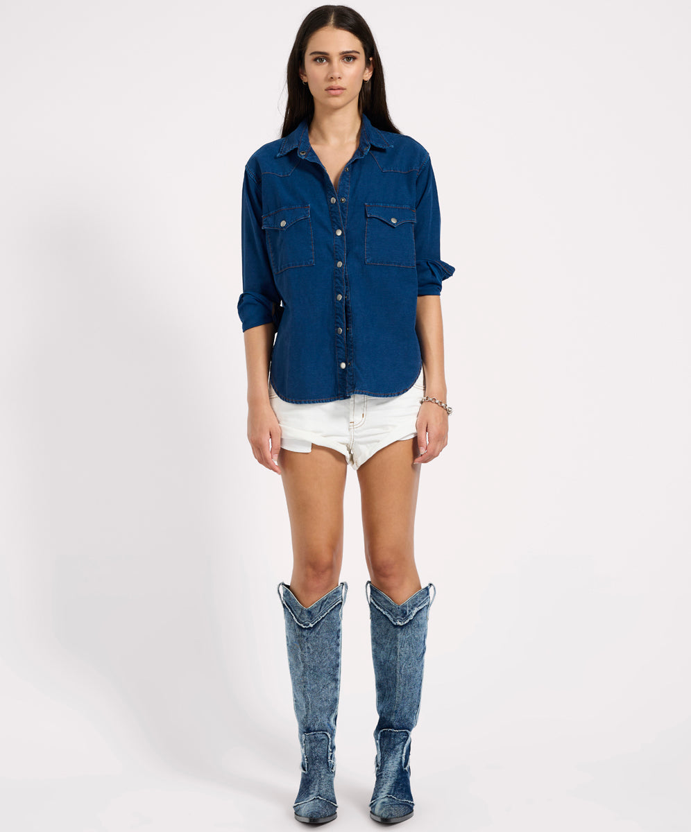 ONE TEASPOON Bandits Low Waist Denim Short | White Beauty