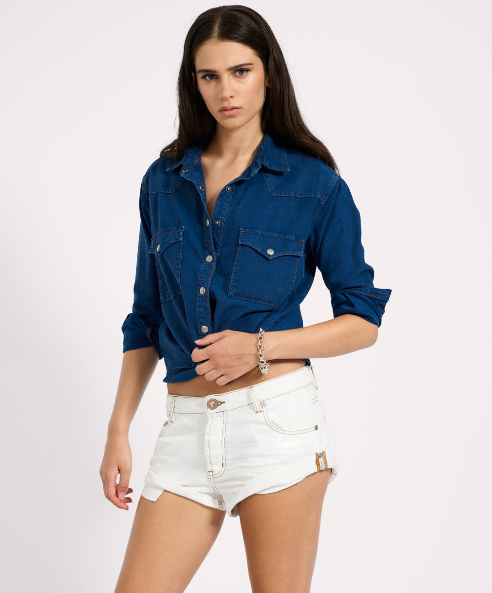 ONE TEASPOON Bandits Low Waist Denim Short | White Beauty