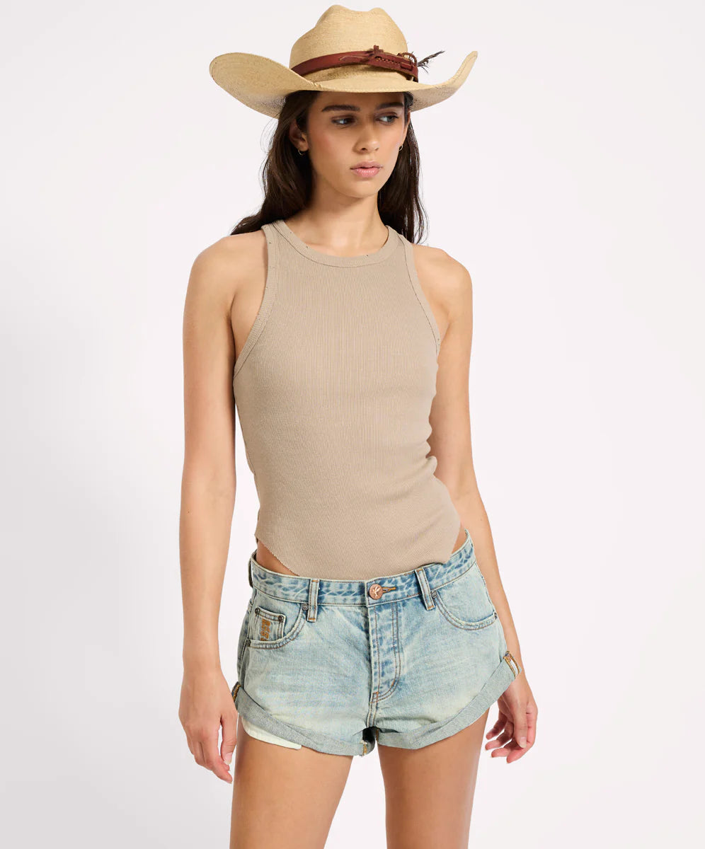 ONE TEASPOON Bandits Low Waist Denim Short | Sunkis Blue