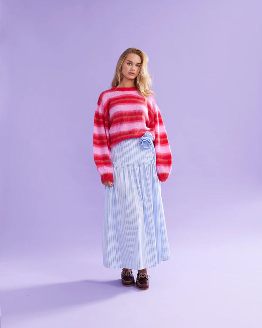RUBY Josie Sweater | Pink Red Stripe