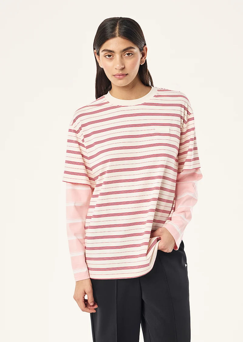 P.E NATION Spark Long Sleeve Tee | Soft Pink Stripe