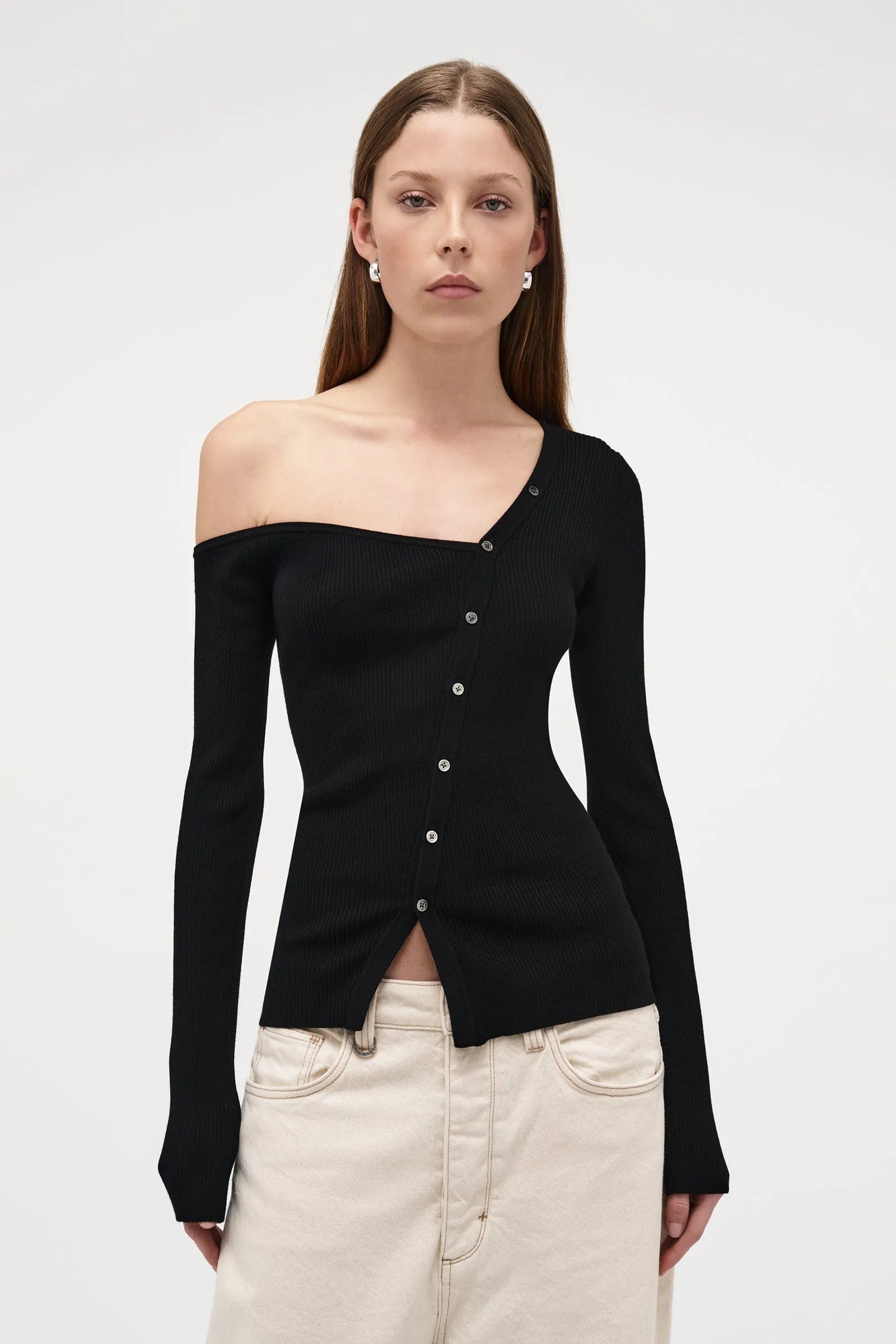NEUW Asym Knit Cardigan | Black