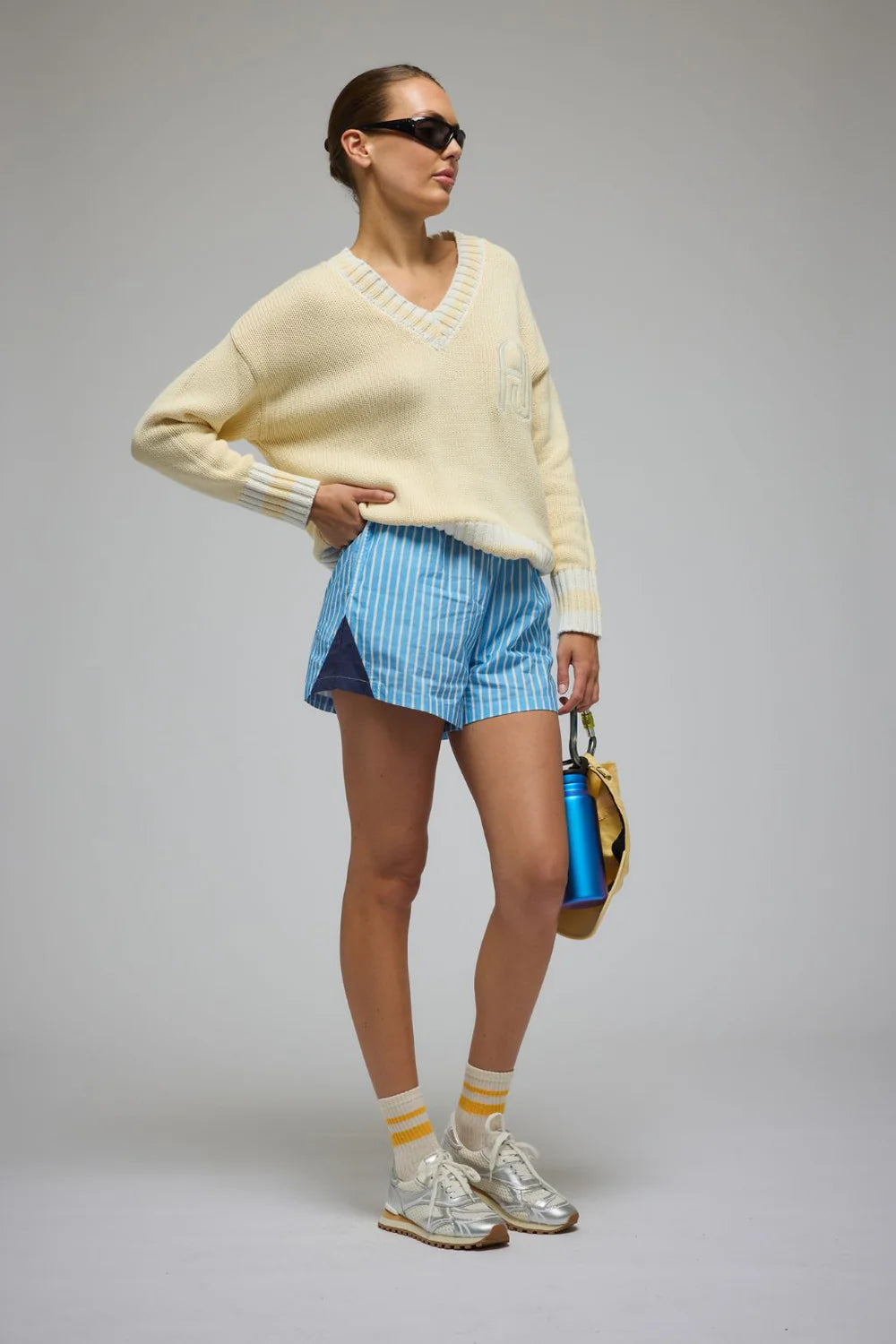 ARAMINTA JAMES AJ V-Neck Knit Sweater | Lemon Cream