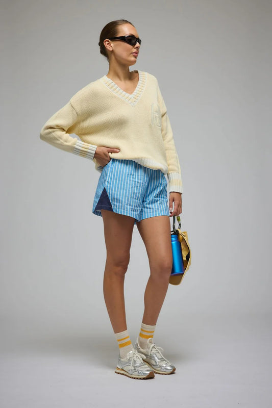 ARAMINTA JAMES AJ V-Neck Knit Sweater | Lemon Cream
