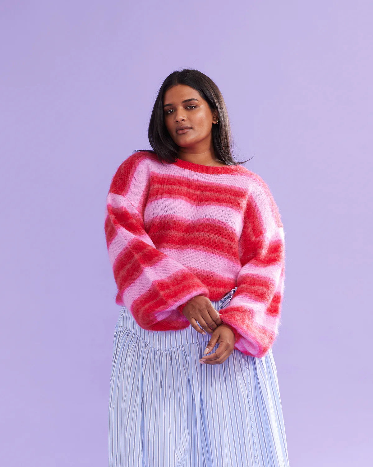 RUBY Josie Sweater | Pink Red Stripe