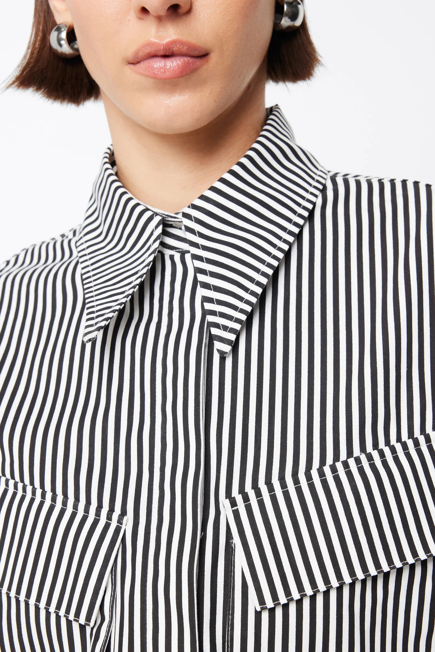 MOSSMAN Tudor Shirt | Black & White Stripe