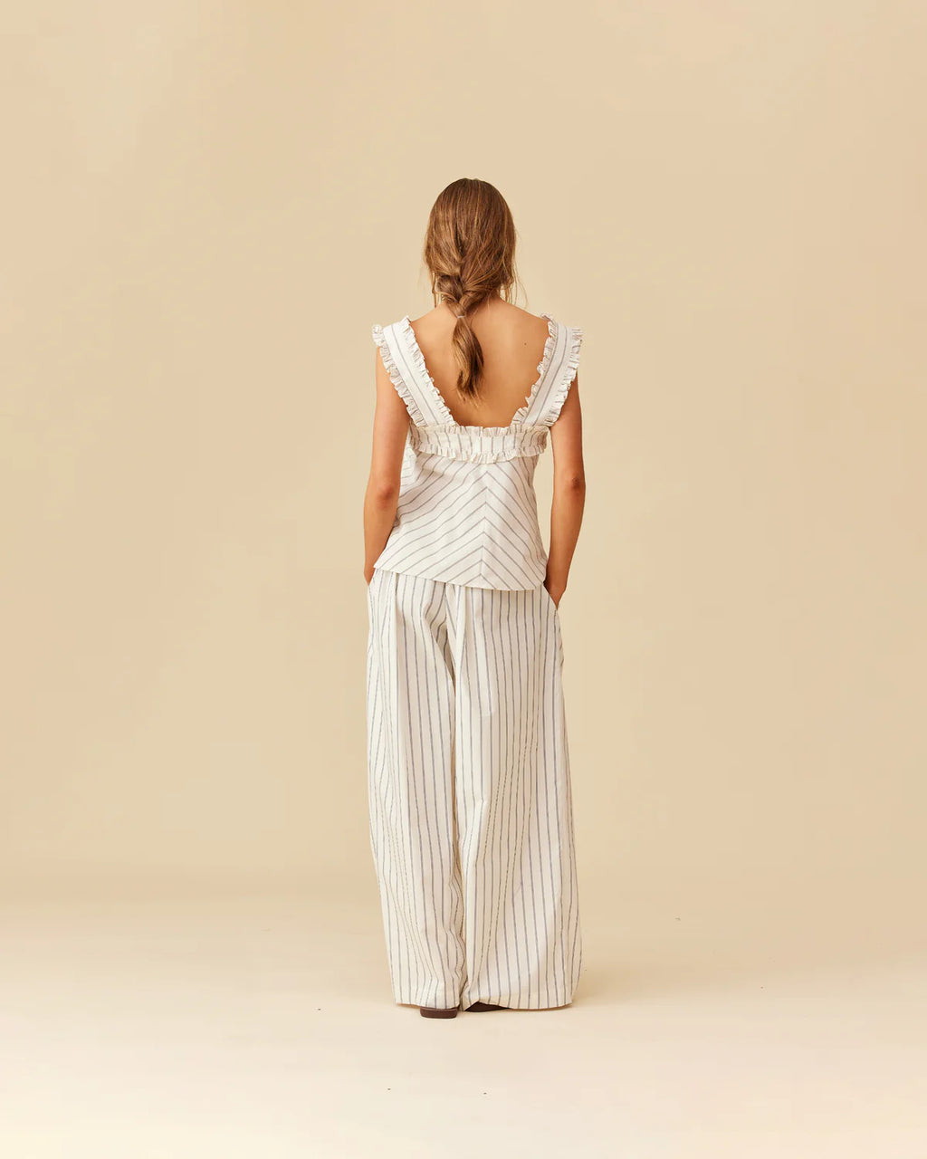 RUBY Passionfruit Top | Navy Cream Stripe