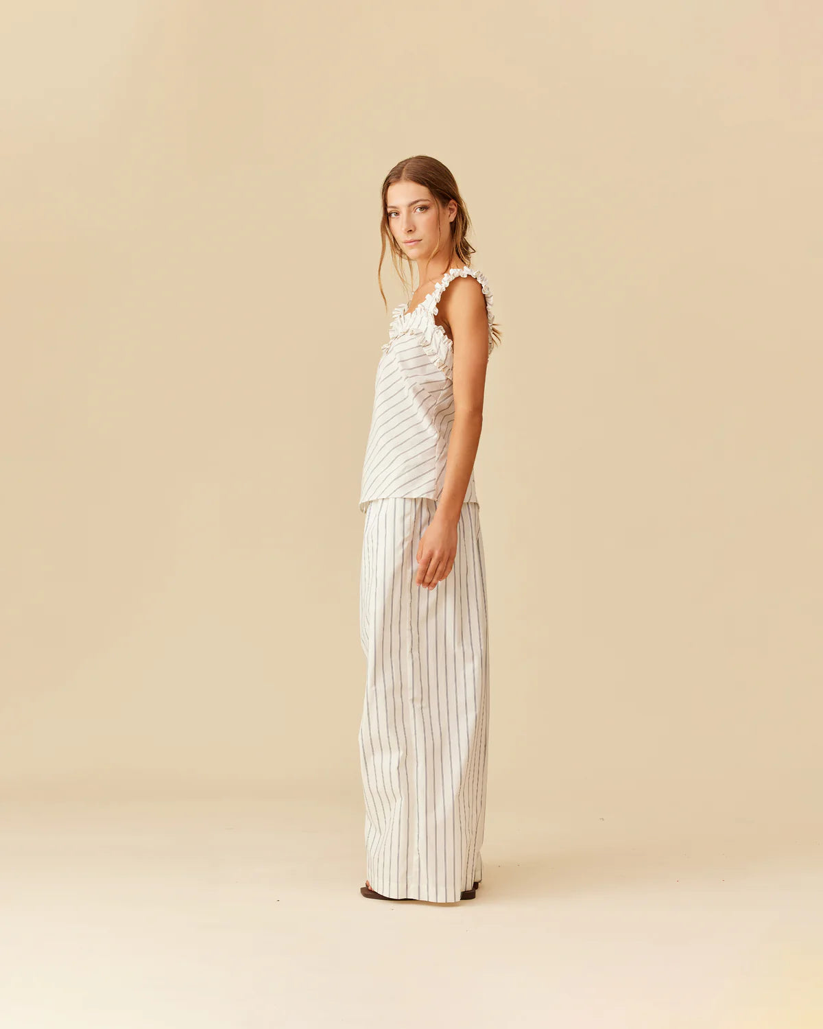 RUBY Passionfruit Top | Navy Cream Stripe