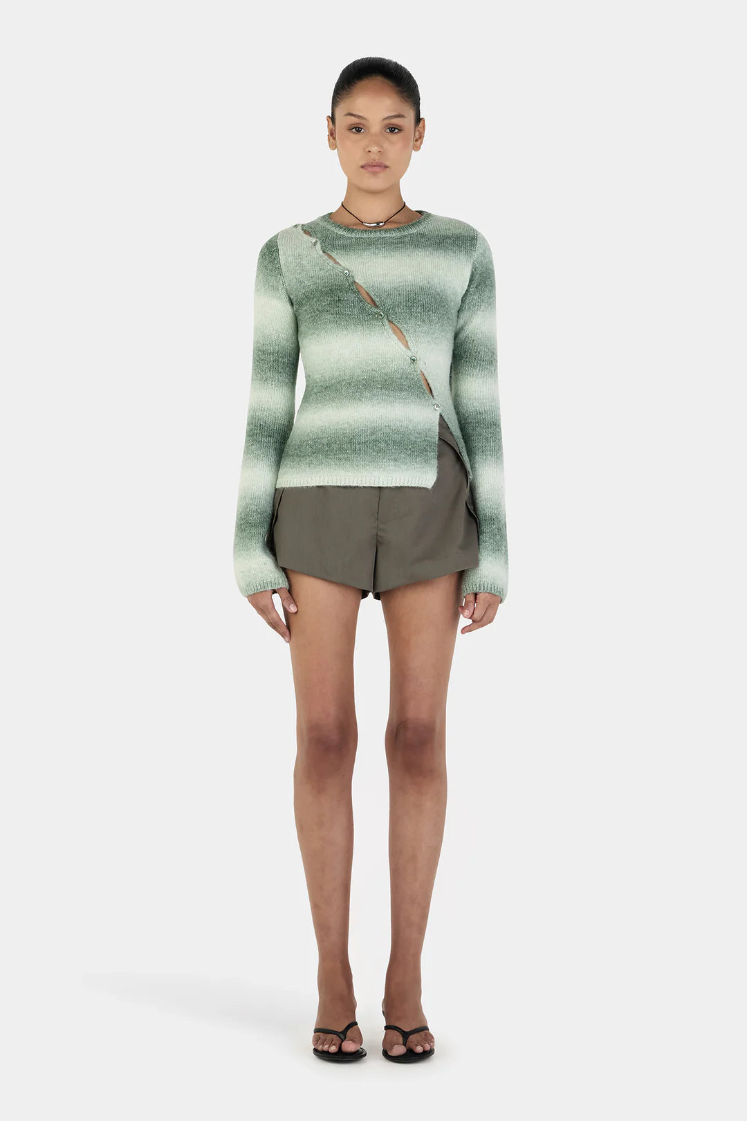 OWNLEY Alegra Asym Cardi | Forest Gradient