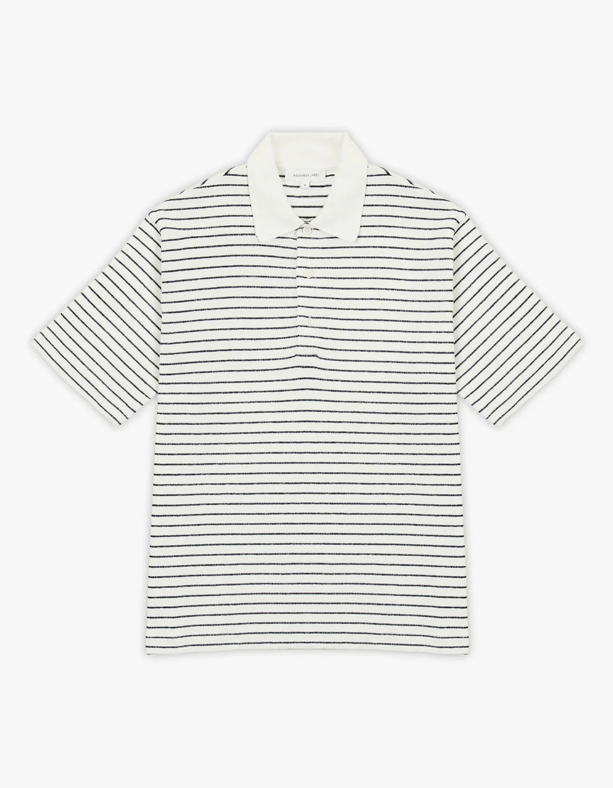 ASSEMBLY LABEL Volley Stripe Short Sleeve Polo | Antique White/Navy