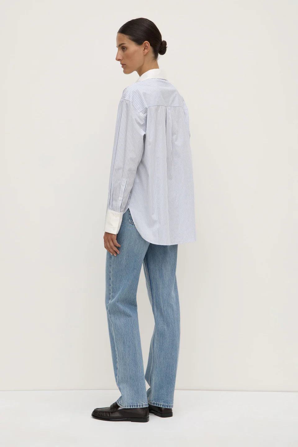 ASSEMBLY LABEL Alec Poplin Stripe Shirt | Blue/White Stripe