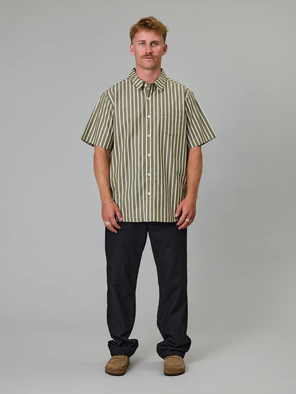 J.A.F Ballast SS Shirt | Khaki Stripe