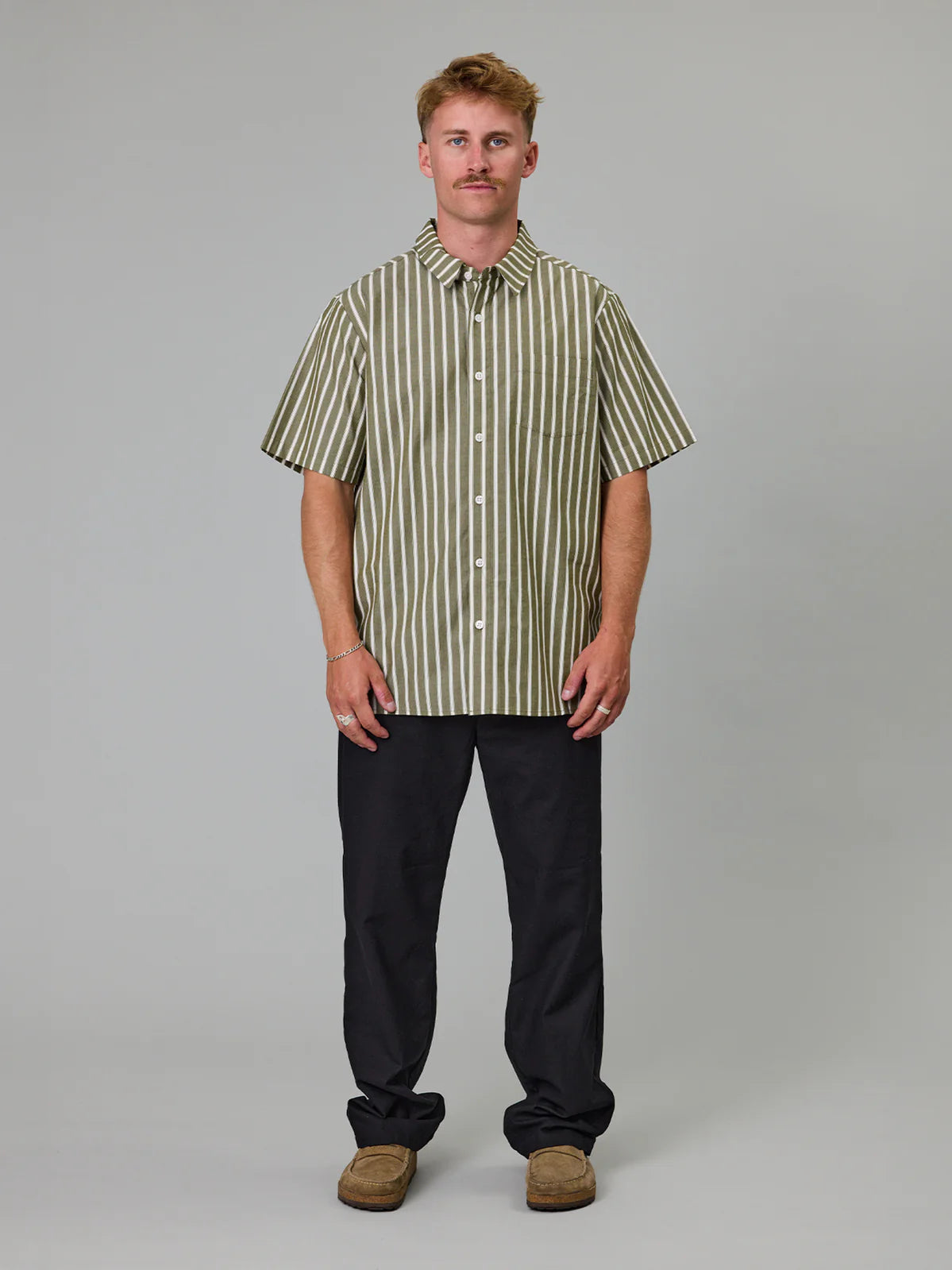 J.A.F Ballast SS Shirt | Khaki Stripe