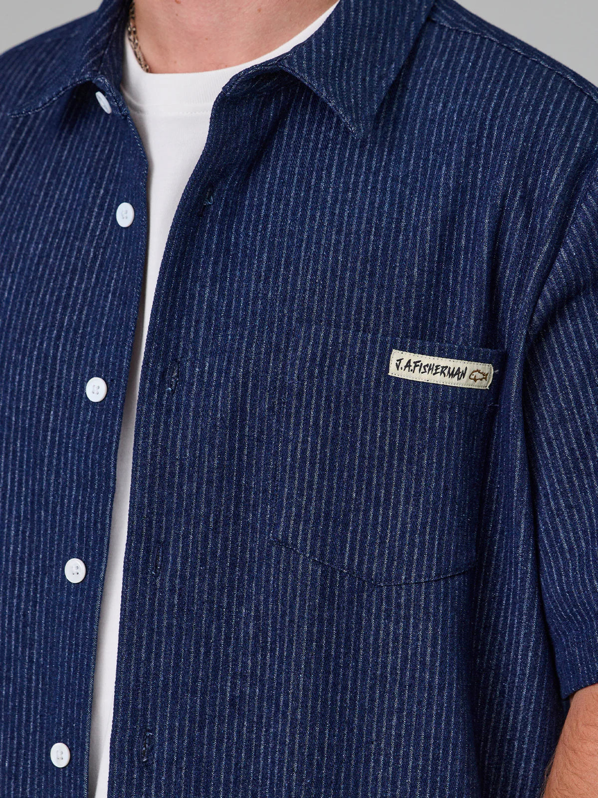 JUST ANOTHER FISHERMAN Ballast SS Shirt | Denim Stripe