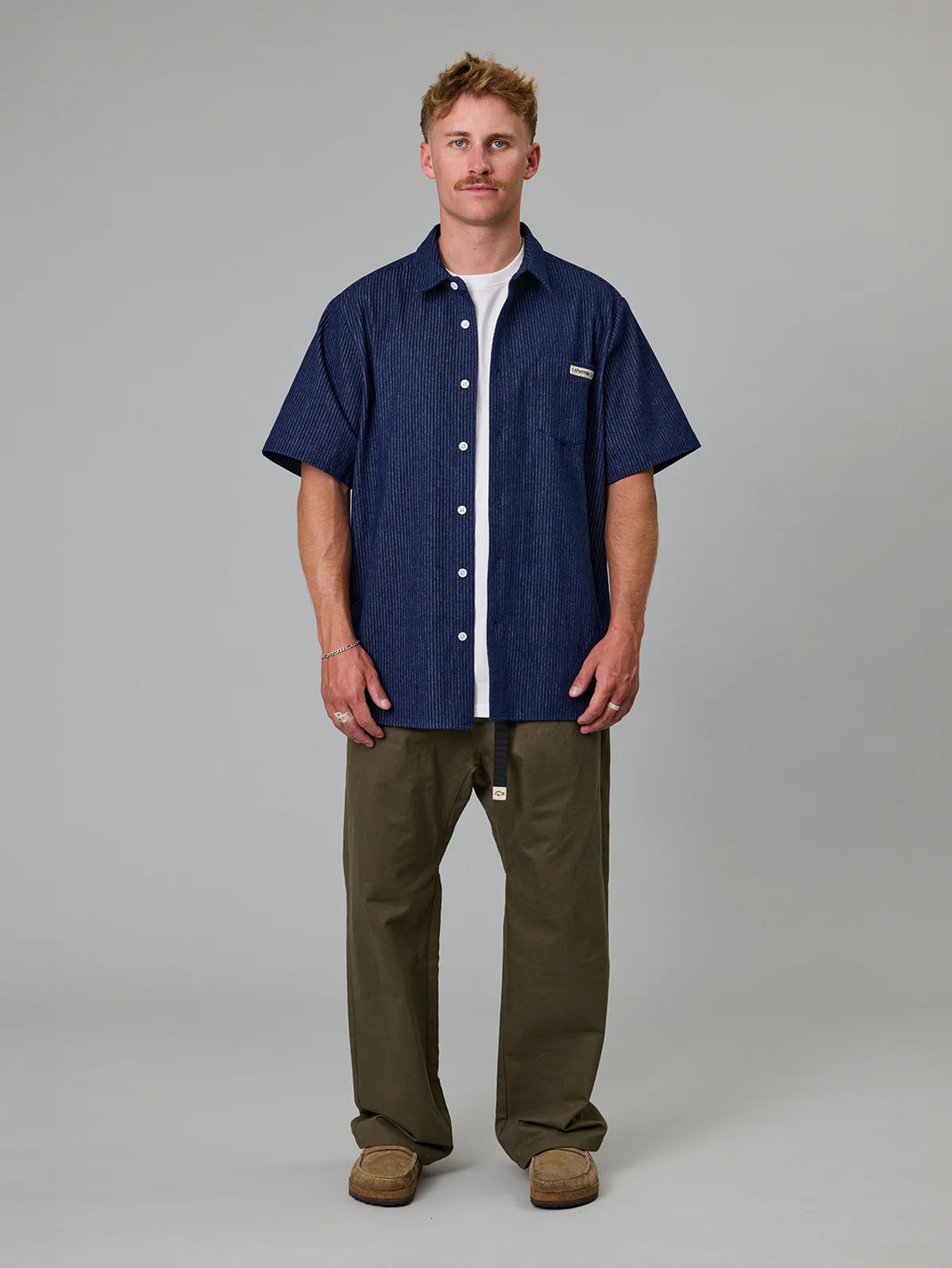JUST ANOTHER FISHERMAN Ballast SS Shirt | Denim Stripe